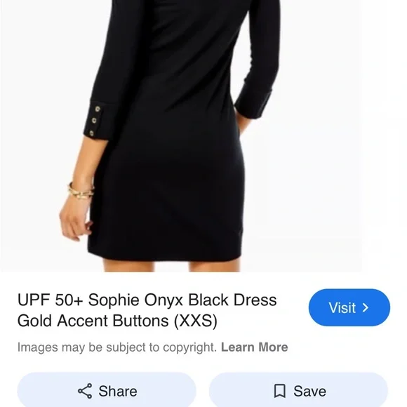 Lilly Pulitzer Sophie Onyx Black UPF 50+‎ Gold Accent Buttons Dress - Picture 6 of 13